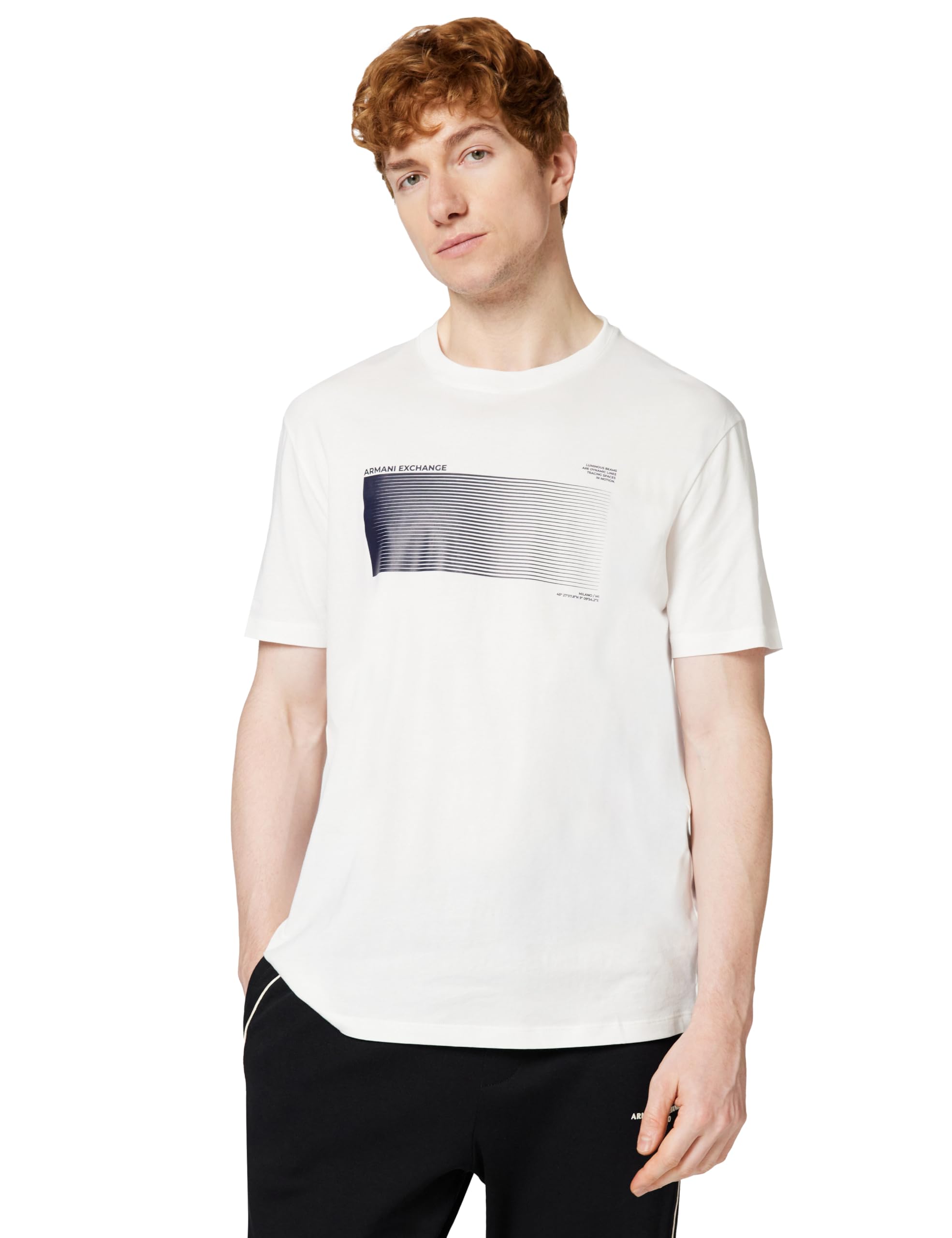 Armani Exchange Men's Front 3D Printed Logo Modern T-Shirt,Off White,L