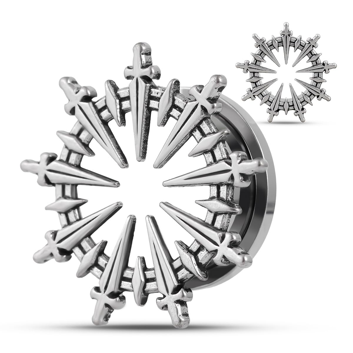 COEEAR Schraube zurück Schwert Circel Ohr Tunnel und Stecker, Fleisch Messgeräte für Ohrringe, 1-Paar Piercing Expander Stretcher.