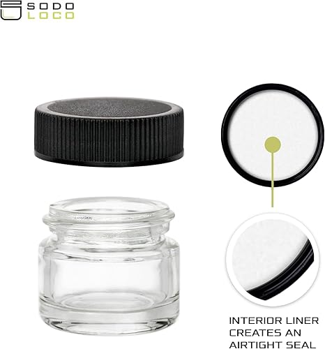 Miniatura 9 de Paquete de 200 tarros de vidrio gruesos de 0.17 onzas líquidas con tapas blancas, recipientes herméticos para aceite, bálsamo labial, cosméticos,