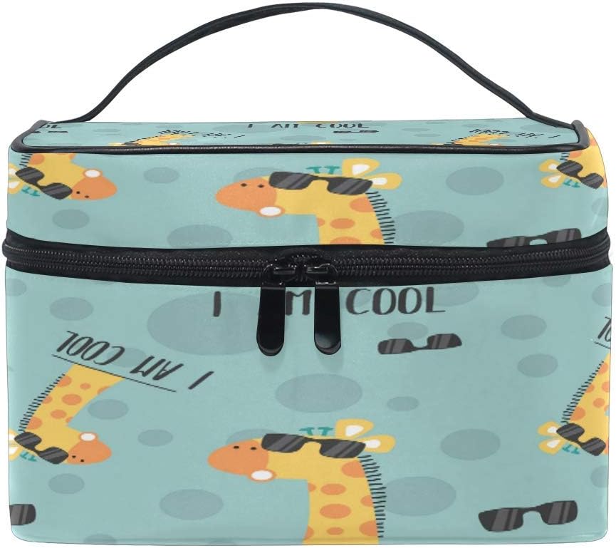 Makeup Bag Cool Animal Giraffe Polka Dots Cosmetic Case Travel Portable Carry Cosmetic Brush Box Organizer Storage for Women
