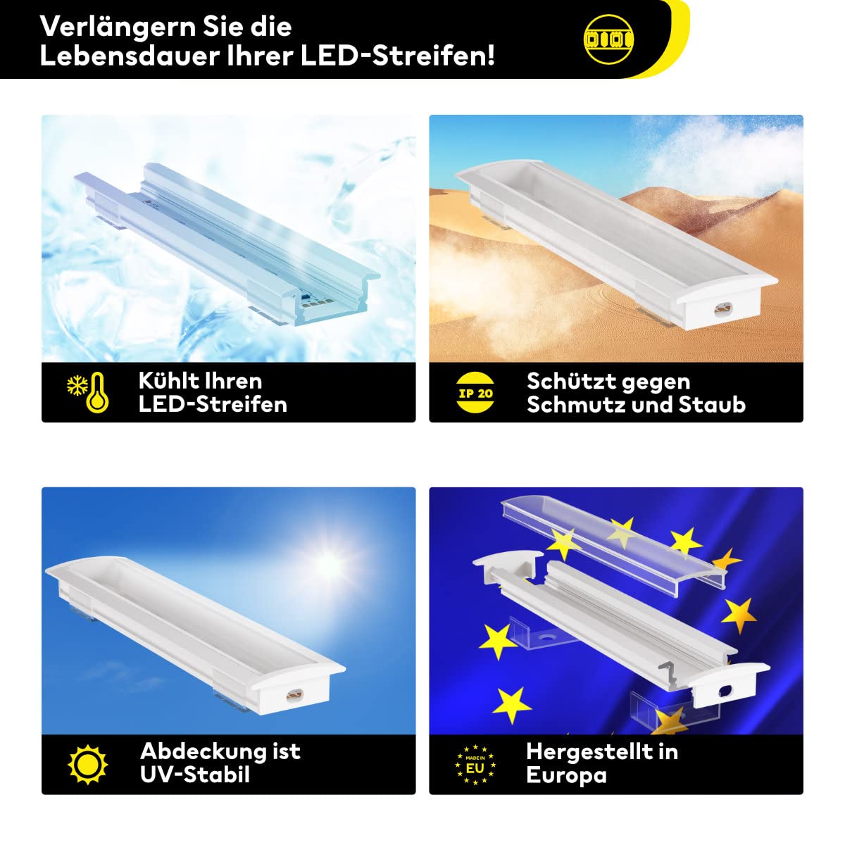 PROFILO IN ALLUMINIO PER STRISCE LED 1 M V-TAC - Area Illumina