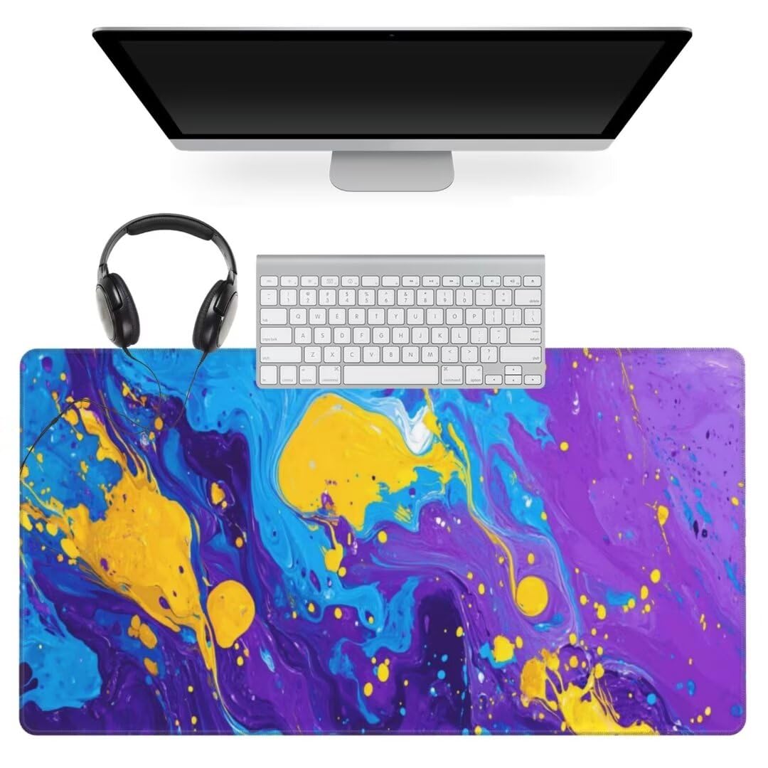 Alfombrilla Ratón XXL 1000 x 500 mm, Azul Alfombrilla de Ratón con Base de Goma Antideslizante, Alfombrilla Escritorio Impermeable Alfombrilla Ratón Gaming Desk Mat, Mouse Pad para Gamer Mármol qw81