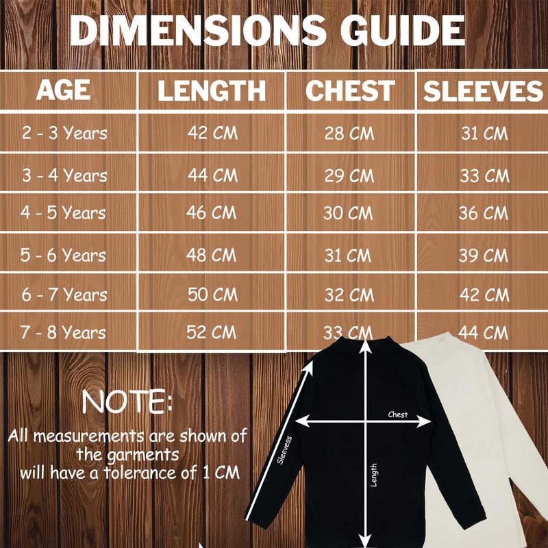 CLAP Unisex Kids Woolen Warm Full Sleeves Skivi/Sweater/Inner Round Neck for Winter Combo Pack of 2 (Black White, 7-8 Years) - Image 2 thumbnail