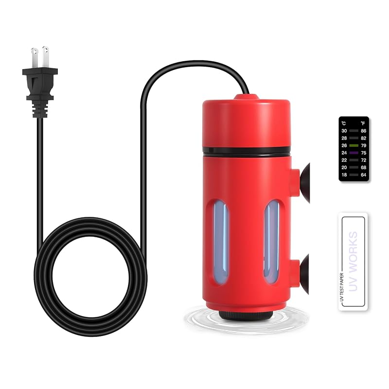 Luz UV-C para Aquário Submersível com Capa Protetora 360° JAHEA 3 W para 18,9–94,6 L