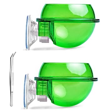 HERCOCCI 2 Pieces Chameleon Bowl, Reptile Suction Cup Worm Feeder Ledge Water Dish Supplies for Lizard Bearded Dragon Gecko