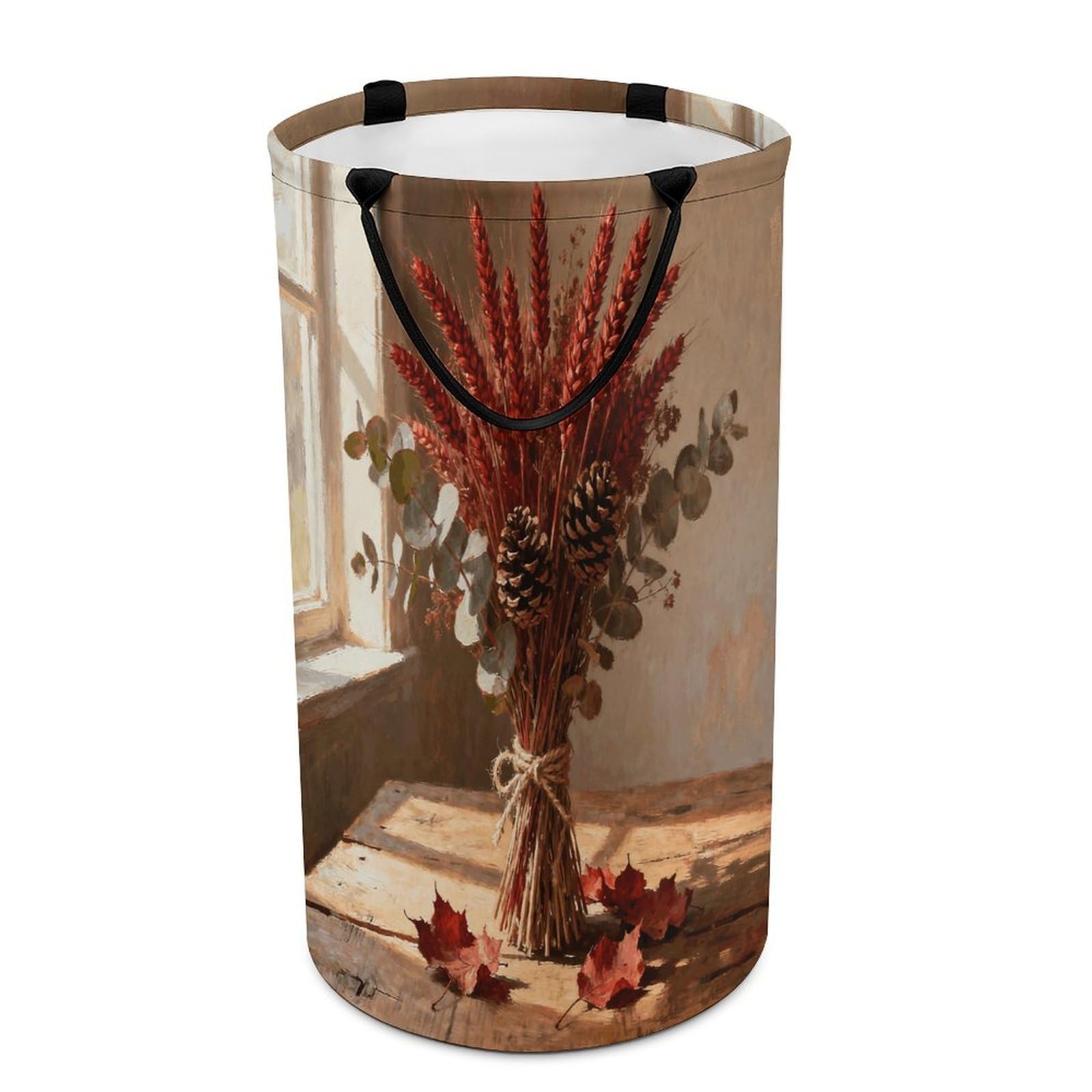 Whispers of Harvest Laundry Basket with Handles Large Collapsible Laundry Bag Freestanding Waterproof Clothes Hamper Decor Storage of Dirty Clothe for Family Bathroom 86L