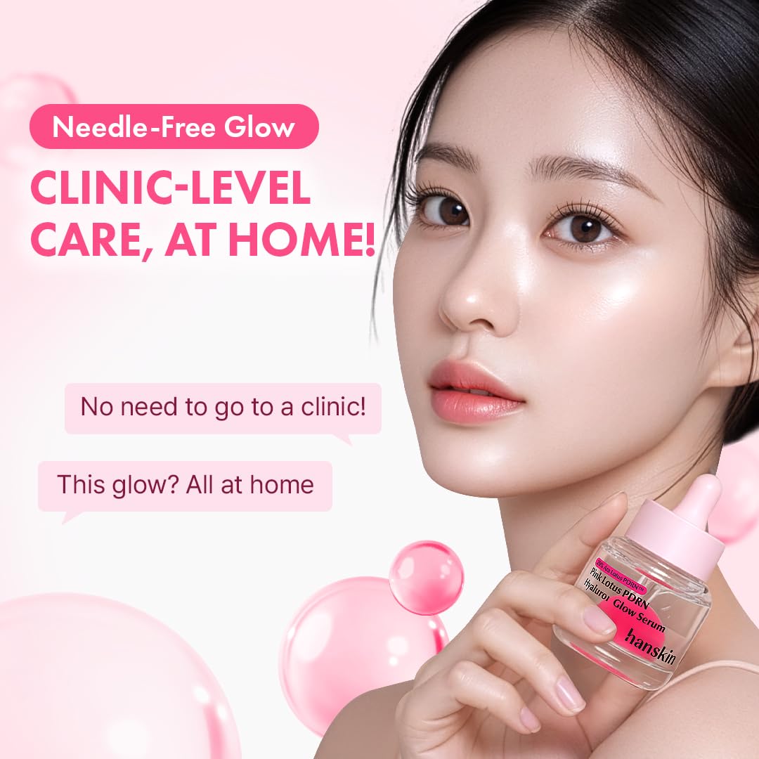 Hanskin PDRN Pink Peptide Hyaluron Glow Serum - 200,000ppm Pink Lotus Vegan PDRN | Intensive Hydrating Glow Ball Essence for Glass Skin, Plumping & Firming | Korean Skincare 1.01 fl. oz.