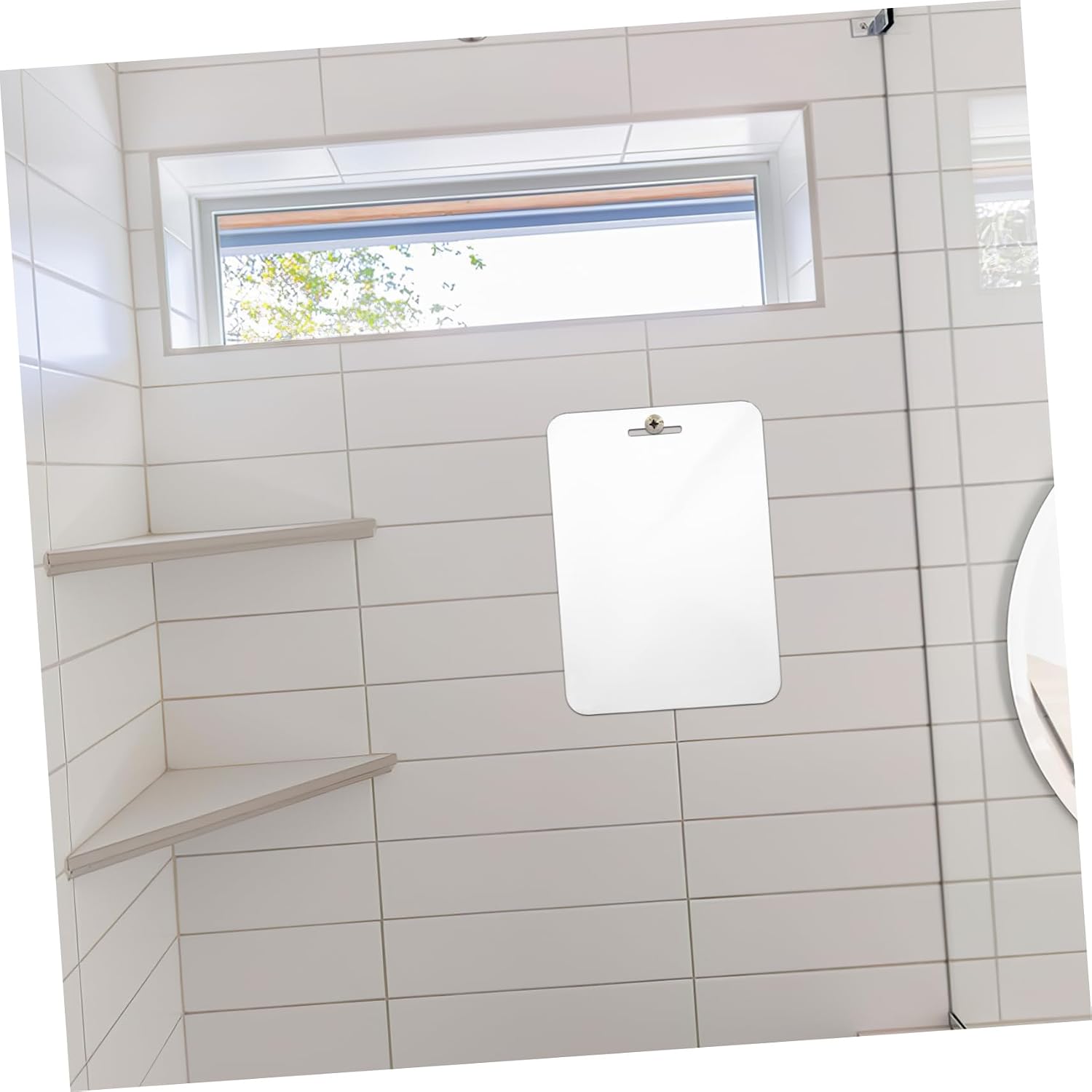 FRCOLOR Fog Resistant Shatterproof Acrylic Bathroom Shower Mirror Large Viewing Area Travel Makeup and Shaving Mirror for Outdoor and Indoor Use