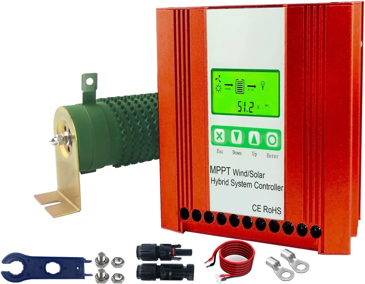 Solar Controller 24V 48V 4000W Hybrid Wind Solar Charge Controller MPPT Wind Generator Solar System For Lifepo4 Lithium Lead Acid Battery Easy To Set Up(Wifi,1500W SOLAR1200W-48V)