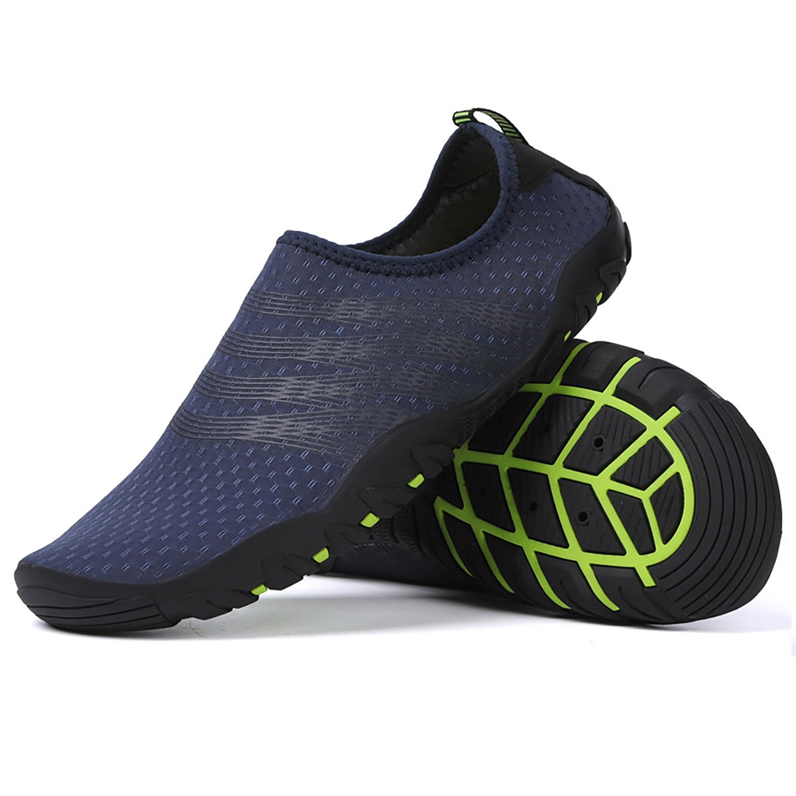 Schnell trocknende Barfuß-Wasserschuhe für Damen, leichte Slip-On-Socken, atmungsaktives Netzgewebe, Strandschuhe für Schwimmen, Pool, Yoga und Surfen, dunkelblau, 36.5 EU