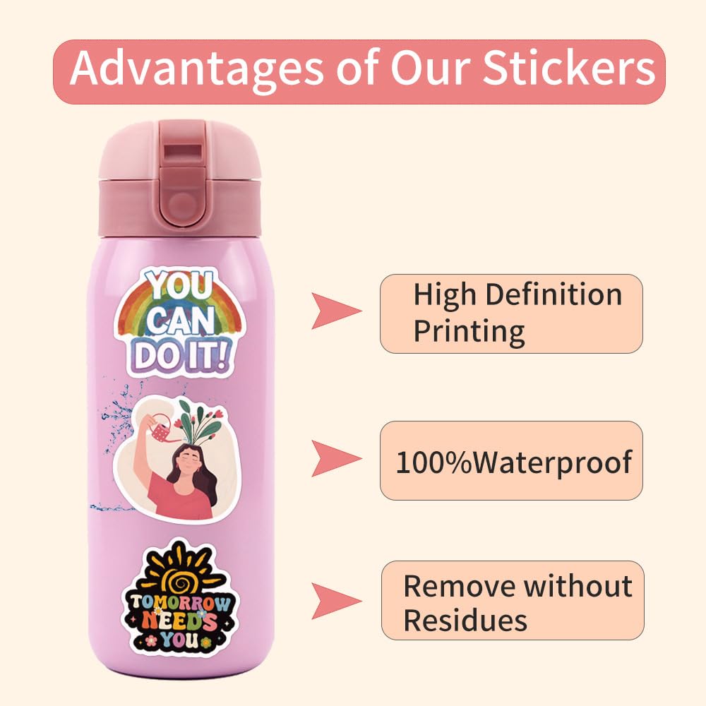 100 Pcs Mental Health Stickers Laptop Car Scrapbook Phone Skateboard Suitcase Luggage Bike Mental Health Vinyl Waterproof Aesthetic Personalised Stickers for Teens Boys Girls Adults - Image 3