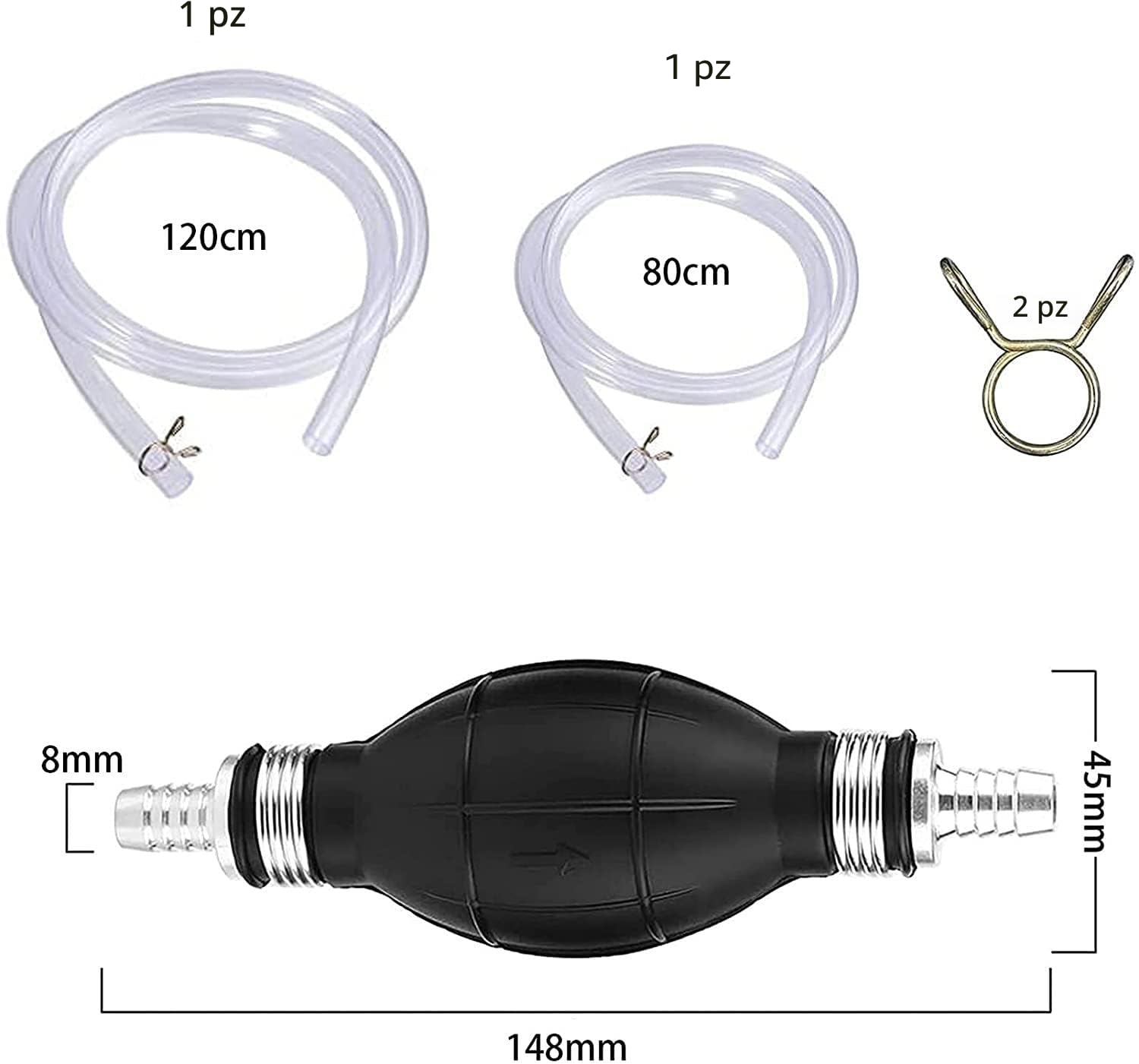 Pompa a mano per benzina, pompa per liquidi e acqua, pompa portatile manuale per carburante auto, pompa universale per acqua per benzina, benzina, olio, diesel, con un tubo totale di 2 m