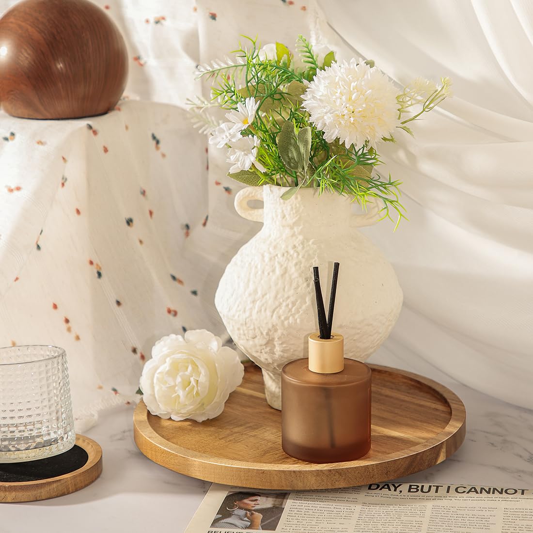 WLWNWFT Plato giratorio organizador Lazy Susan 25 cm, placa giratoria de madera de acacia, estante para especias giratorio para cocina, plato redondo para tartas, bandeja de queso, bandeja giratoria