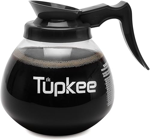 Miniatura 3 de Tupkee Cafetera de repuesto de vidrio  Jarra de decantador de restaurante comercial resistente a los golpes, 64 onzas, 12 tazas, juego de 2  1 negro