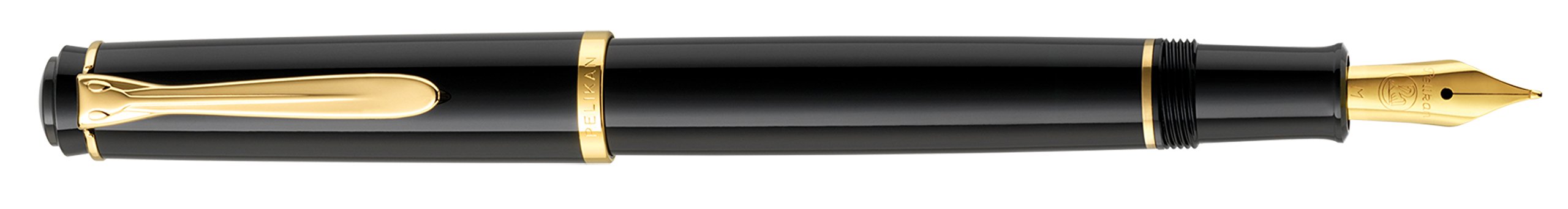 Pelikan 930396 P200 - Penna stilografica, tratto F (fine), pennino in acciaio placcato oro, colore stilo: nero