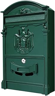 AMAYYAxx Metal Mailbox Large Retro Style Outdoor Lockable Secure Mail Letter Post Box Mailbox Postbox Retro Vintage Metal Mail Box Garden (Color : Green)