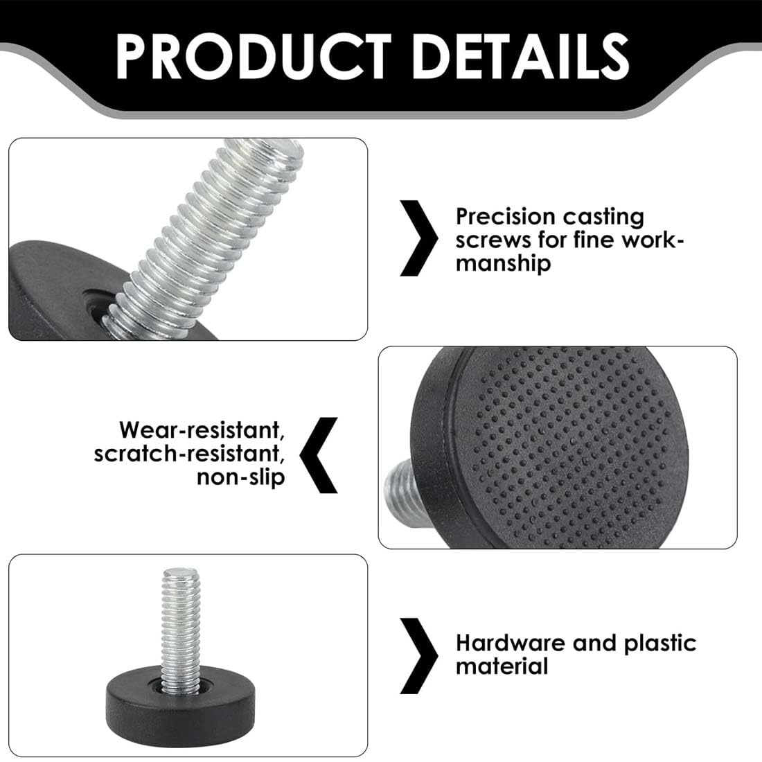 Pied de Table reglable, Lot de 16 pieds de nivellement réglables en hauteur 22MM pour pieds de meubles, pieds de meubles, pieds de nivellement robustes avec écrous en T à visser