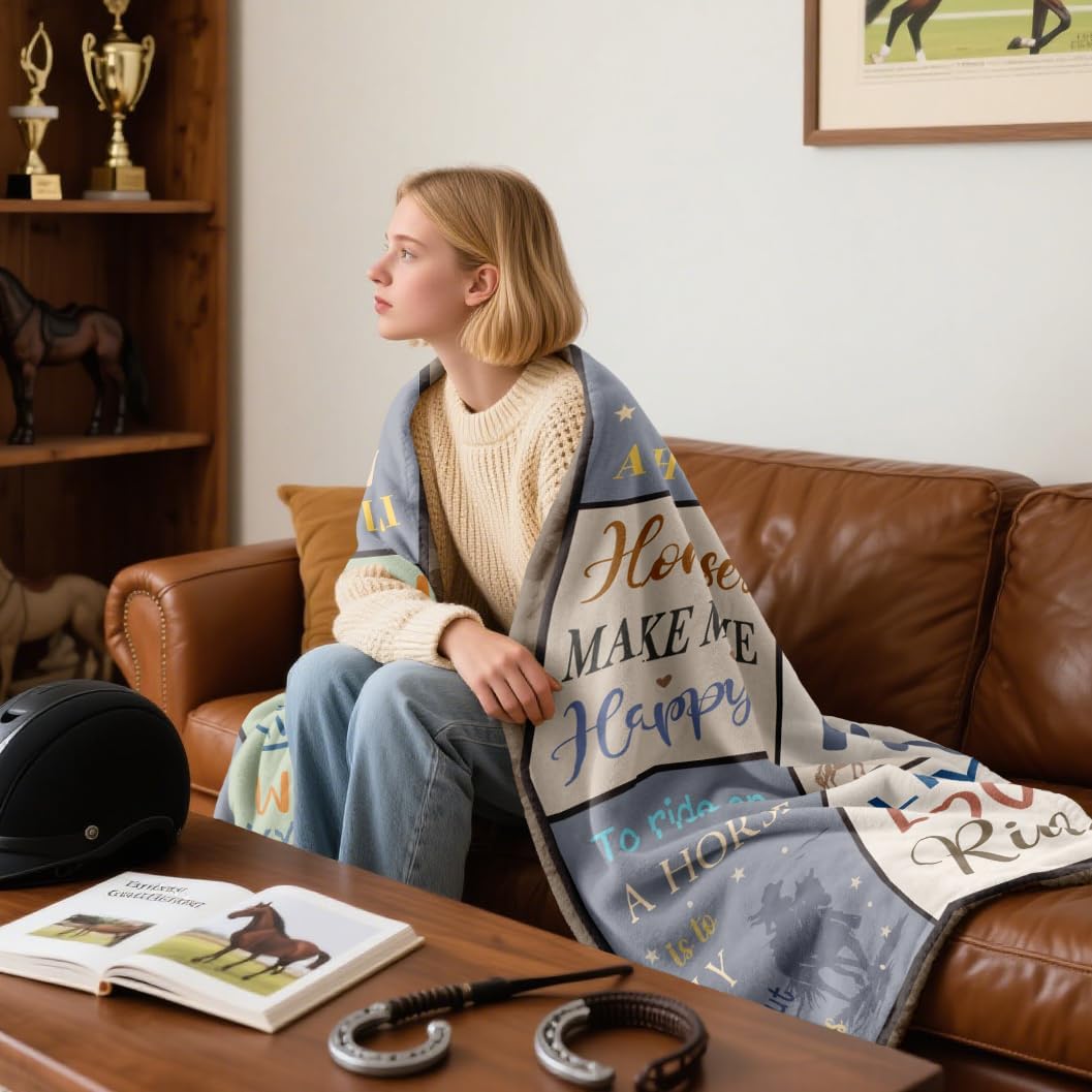 XALAZY Horse Gifts for Girls Women, Horse Blanket for Girls 50" x 60", Christmas Birthday Gifts for Horse Lovers, Equestrian Present for Women Throw - Image 2