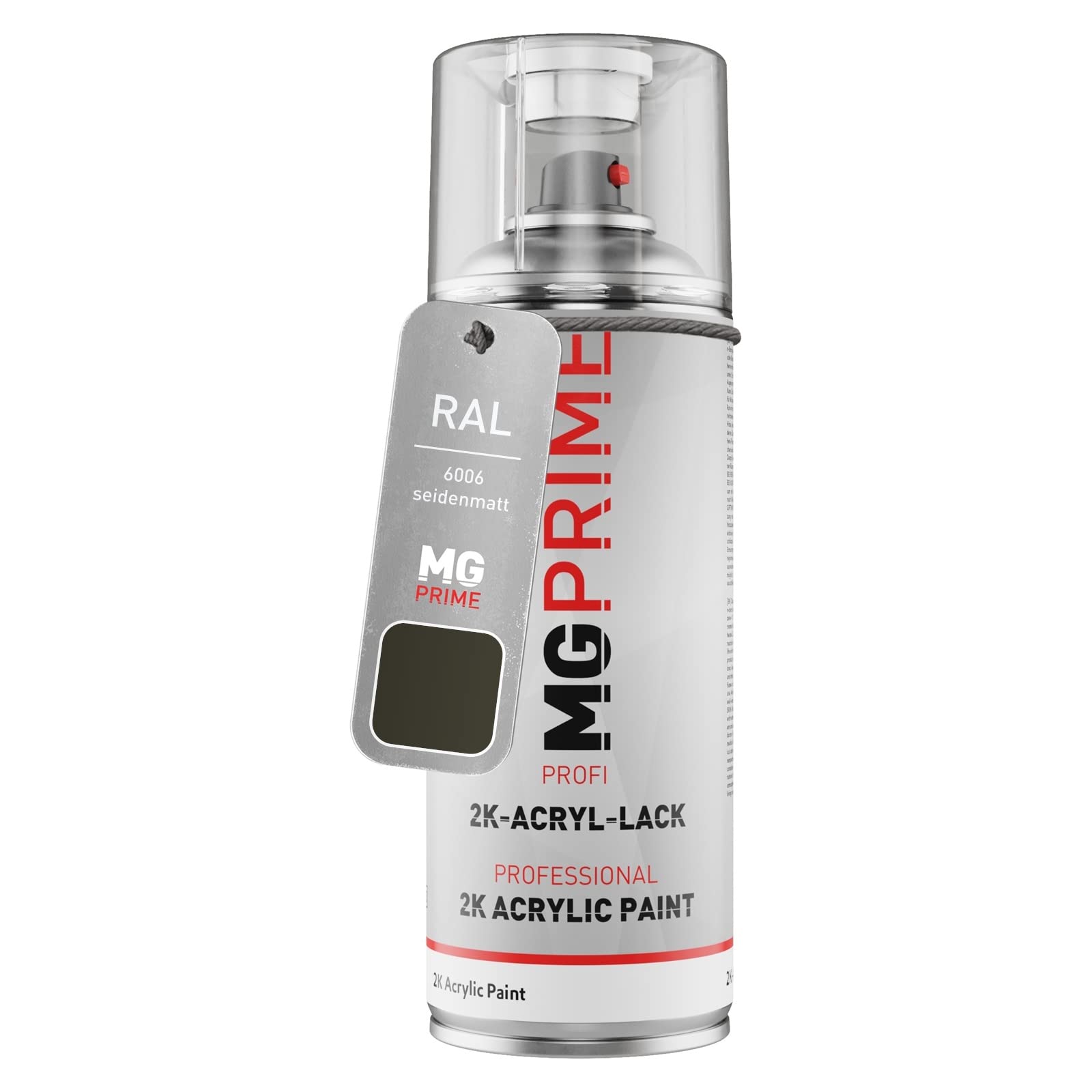 MG PRIME 2K Acryl-Spraydose RAL 6006 Grauoliv Matt – 400 Ml, Schnelltrocknend, Für Karosserie, Metall & Hobby