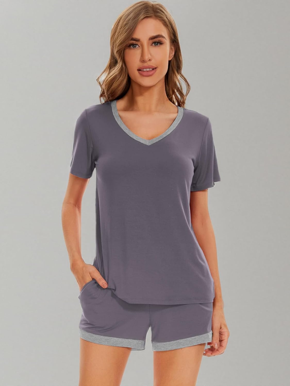 WiWi Pajamas Set for Women Short Sleeve Top and Shorts Pjs Set Viscose from Bamboo Ladies Summer Sleepwear S-XXL - Image 8