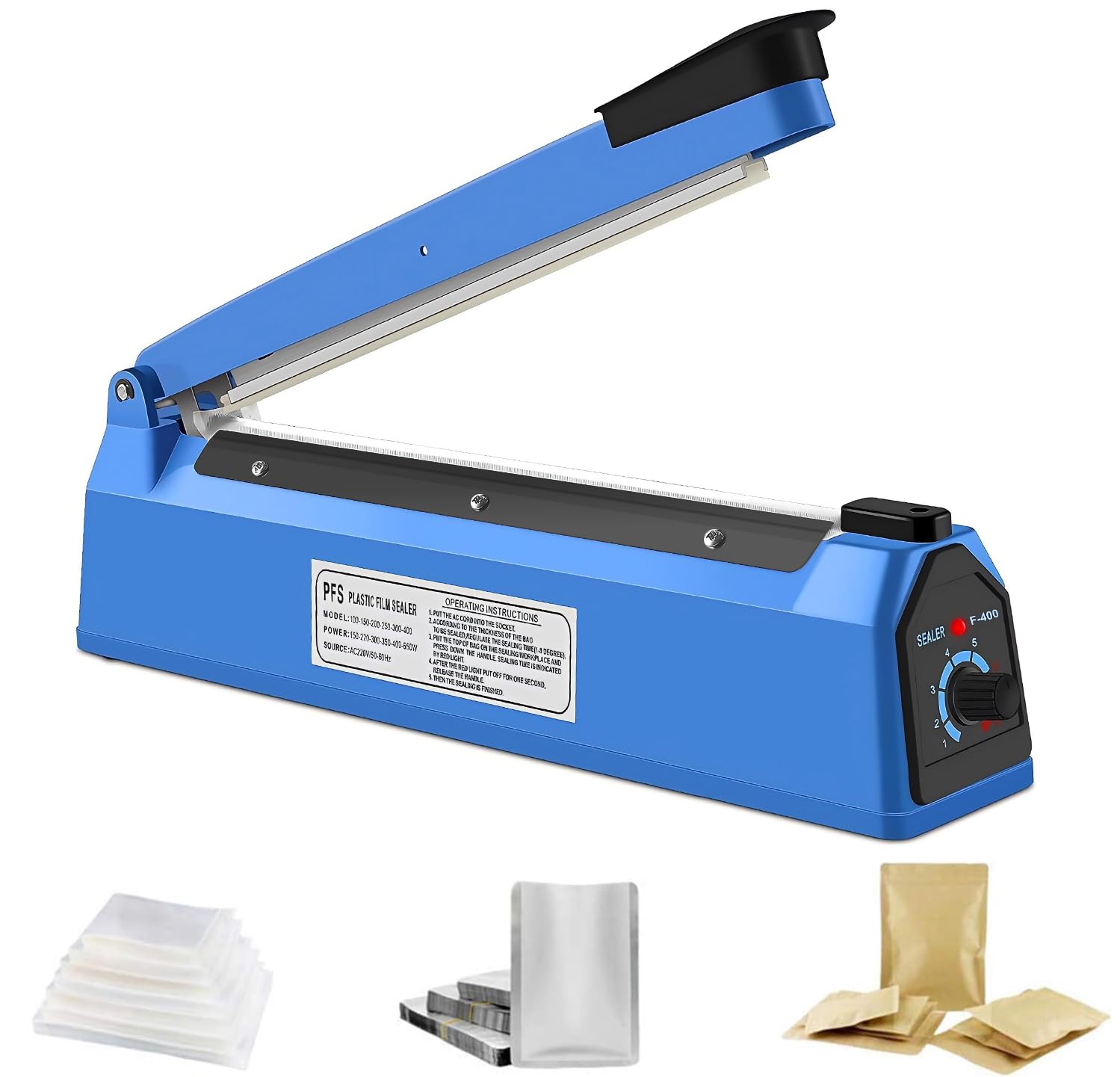 SINZUX Termosaldatrice per sacchetti in plastica, sigillatrice ad impulsi, per sigillatrice di sacchetti in plastica PP e PE, composto da filo riscaldante elettrico (200mm)