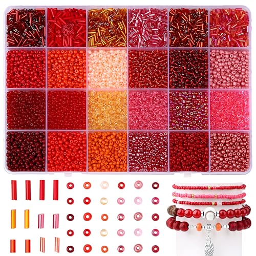 Perles de rocaille en verre rouge LAIDANLA pour fabrication de bijoux et loisirs créatifs - 2