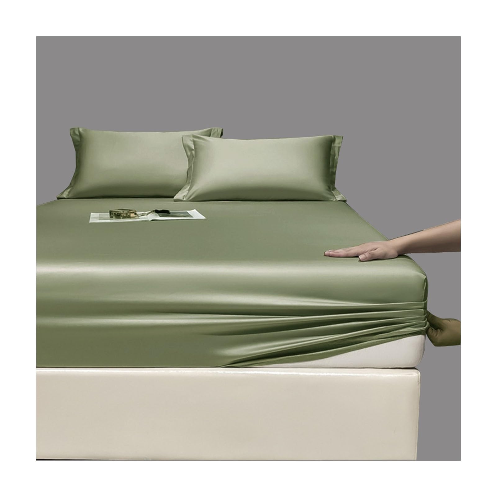 Sábana Bajera Ajustable For Cama 100% Algodón Lujoso Suave Tejido Saten 120x200cm/135x200cm/150x200cm/180x200cm/180x220cm/200x200cm/200x220cm Sábana Bajera For Colchón De Hasta 40cm De Altura ( Color