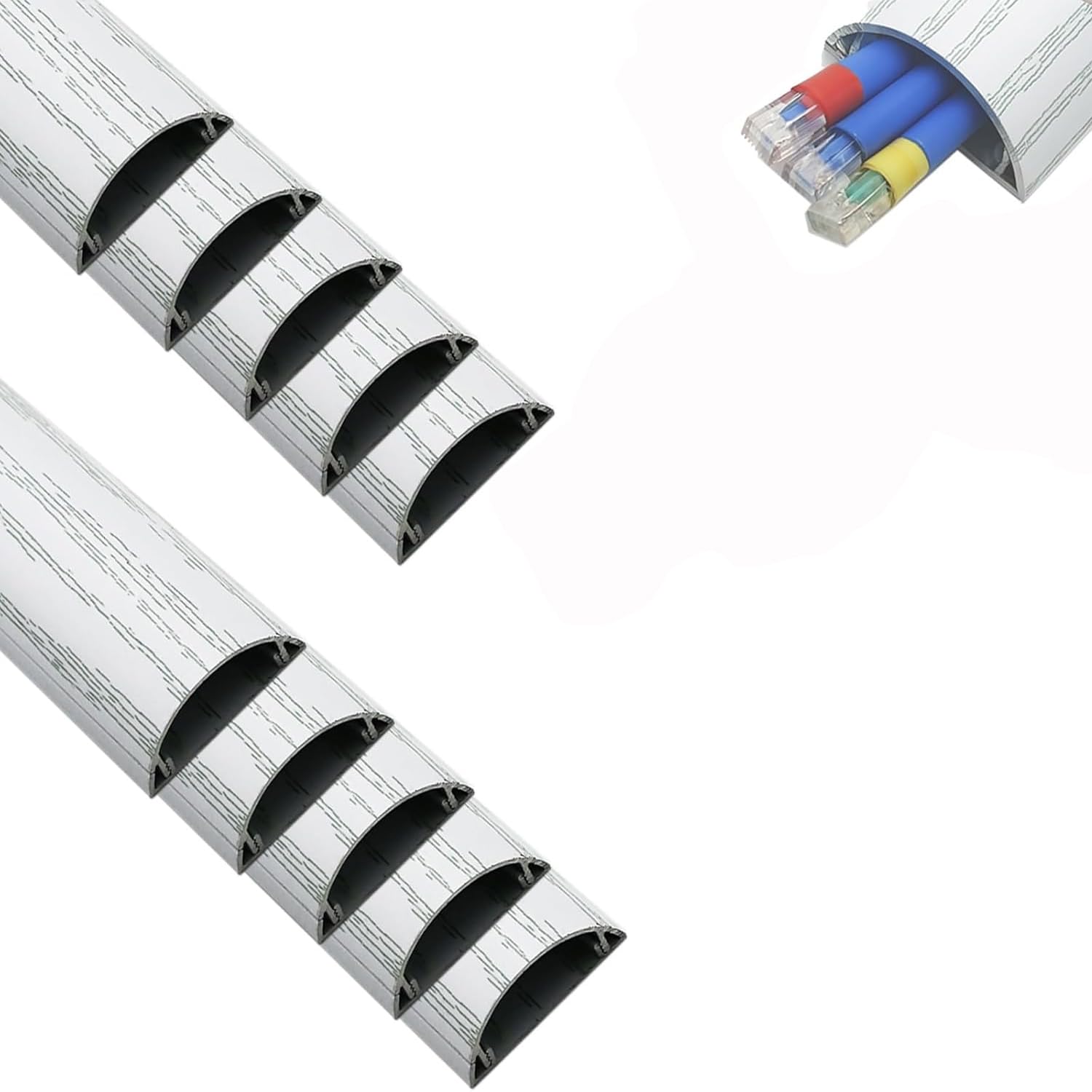 Bandejas Decorativas para Cables, conductos para Cables, Adhesivo de Respaldo, Cable de Aluminio semicircular, para Uso doméstico.,5 pcs,100cm x 45mm