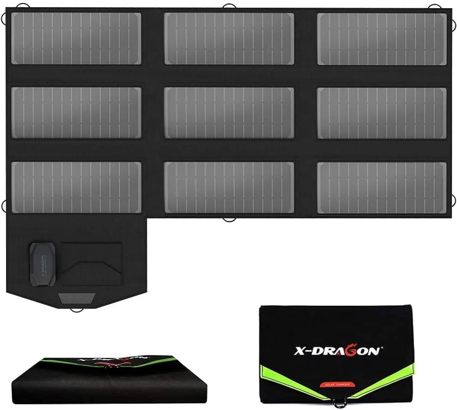 X-DRAGON 70W Monocrystalline Foldable Solar Panel (5V USB with Solar IQ + 18V DC+ Parallel Port) Water Resistant Charger for Portable Generator,car Battery,Cellphone, Tablet,and More (18V 70W)