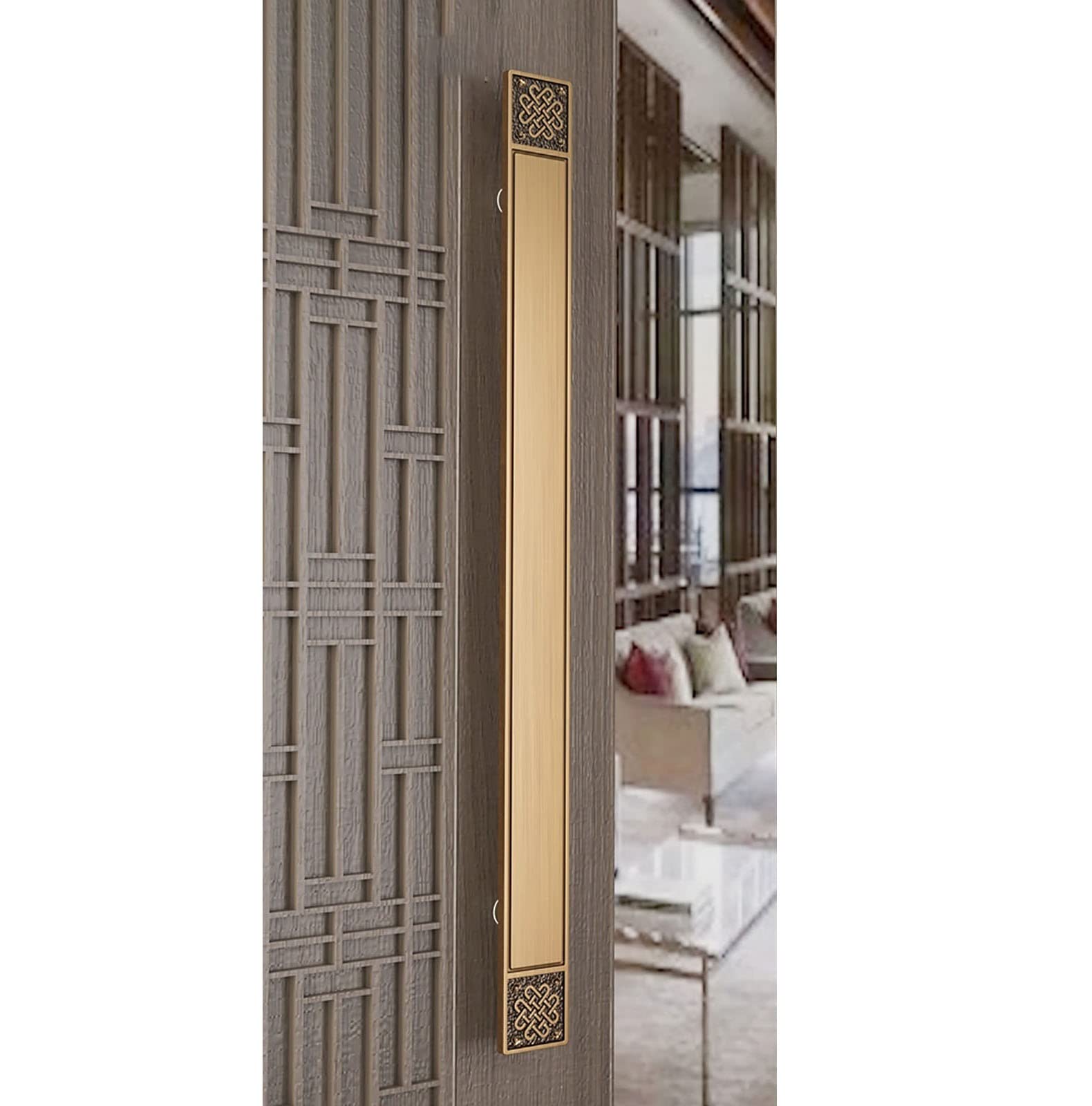Poignée de porte coulissante carrée en aluminium brossé bronze pour sublimer vos grandes portes
