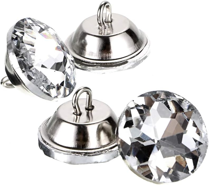IGNPION 20mm Diamond Cut Clear Crystal Glass Buttons Diamante DIY Round Buttons with Loop for Sewing, Tufting Sofa, Upholstery headboard DIY Crafts Decoration, Pack of 50