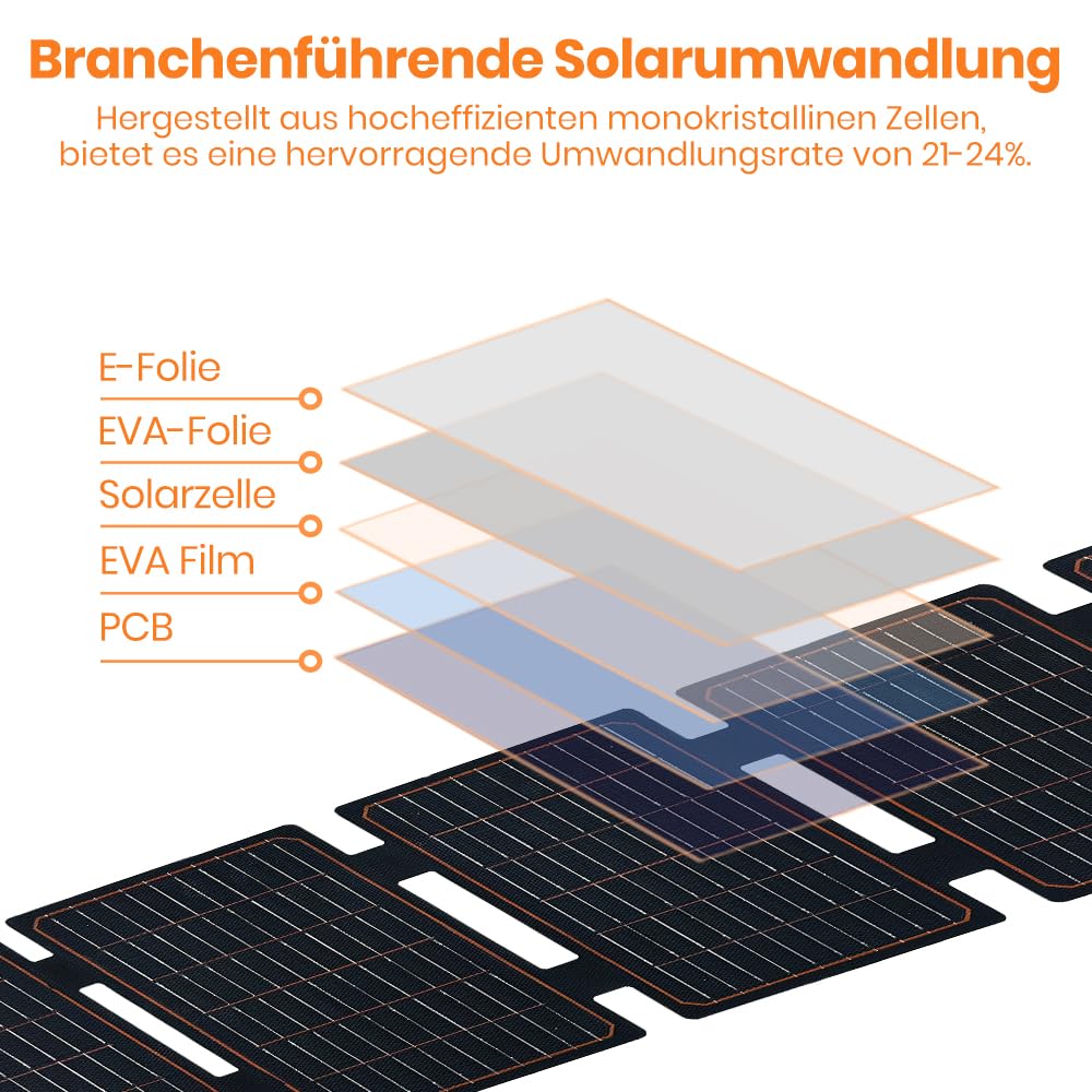 Flexsolar - 2 pannelli solari da 60 W, portatile, pieghevole, IP67, impermeabile, adatto per piccoli generatori, telefoni, banche di energia mobile