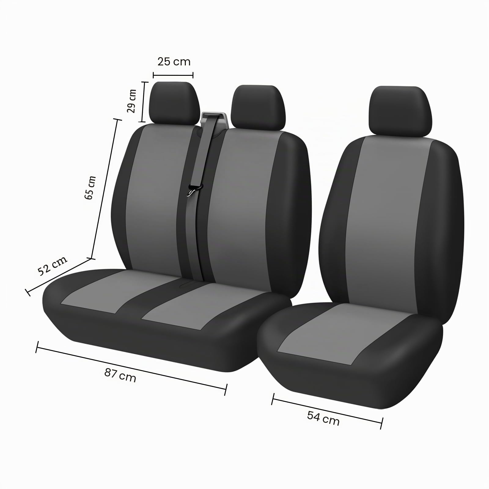 TOYOUN Van-Sitzbezüge, zweifarbig, universal, passend für die meisten Vans, LKWs, Einzel-, Doppel-, Auto-Vordersitzbezüge für Einzelfahrer und Doppel-Beifahrersitz, 2 + 1 Autositz-Zubehör, Schwarz und