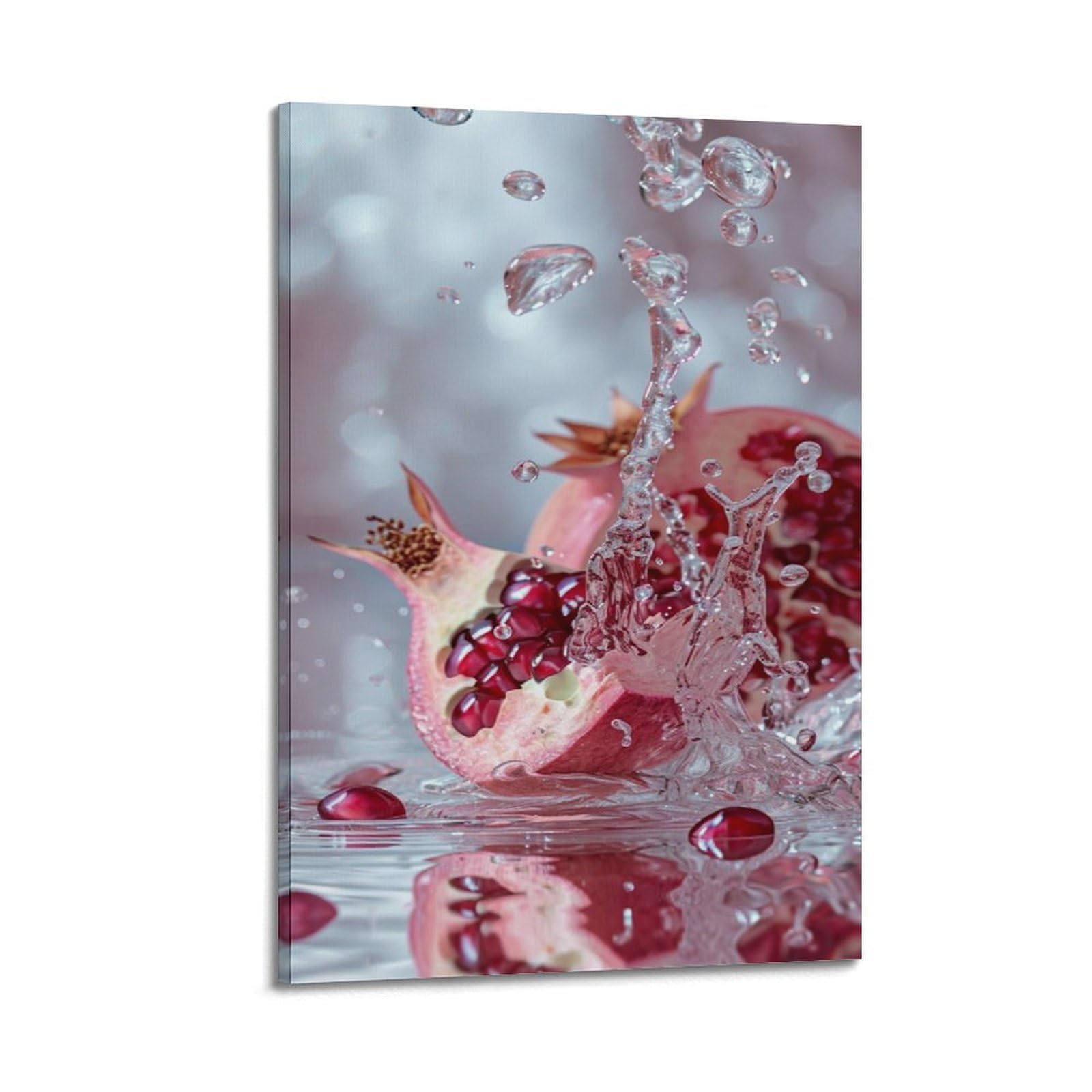 ZOGJIN Dynamisches Granatapfel-Poster mit Granatapfel-Schnittoberfläche, moderne Wandkunst, Leinwand, ästhetische Dekoration, Gemälde, 50 x 75 cm, Rahmenstil