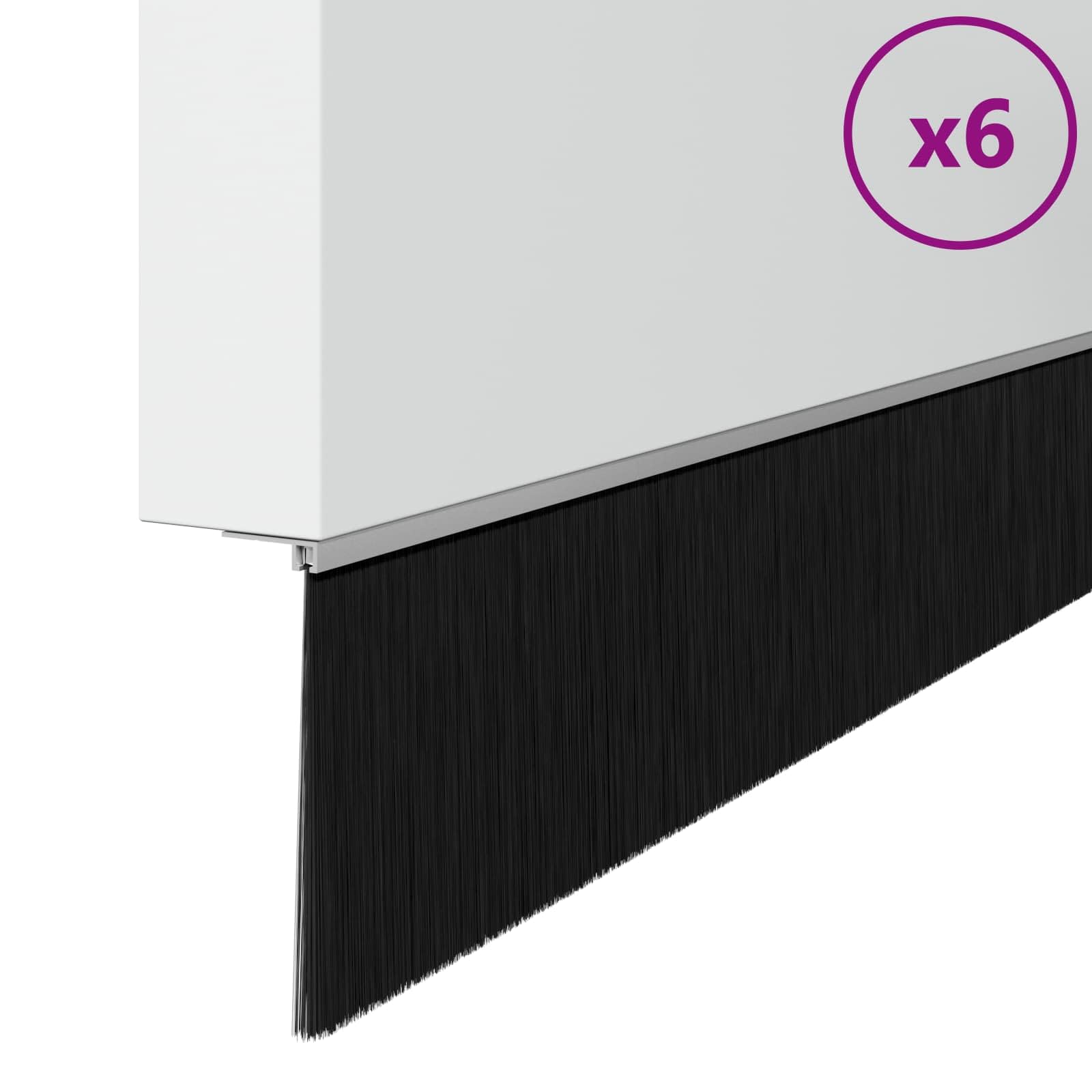 Selbstklebende Türbürstendichtungen 6er Set 100 cm, Zugluftstopper für Türen, Türdichtung mit Aluminiumlegierung, Schallschutz und Staubschutz für den Innenbereich, Silber