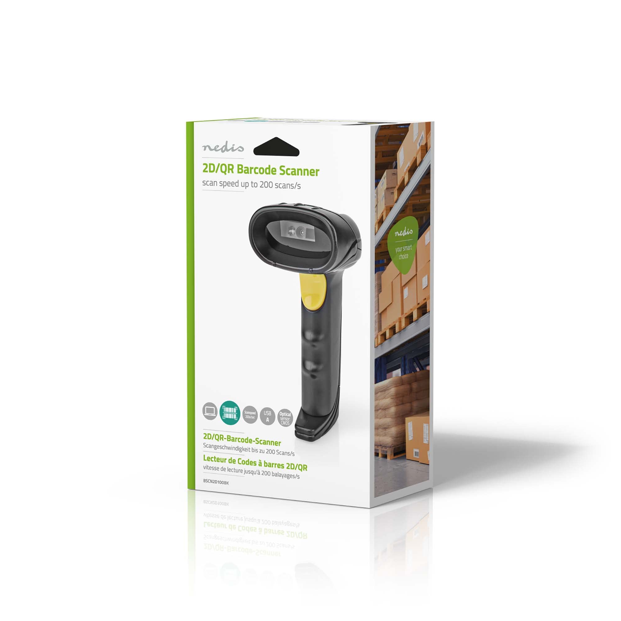 Nedis Scanner per codici a barre | CMOS | cavo | lineare 1D / 2D/QR | alimentazione tramite USB | USB2.0