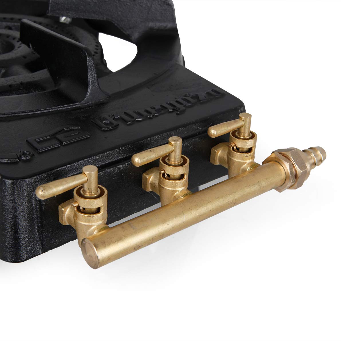 Orbegozo FO 6500 - Cuisinière à gaz en fonte, surface résistante aux hautes températures, trois zones d'allumage indépendantes, diamètre de 18 cm, quadruple anneau