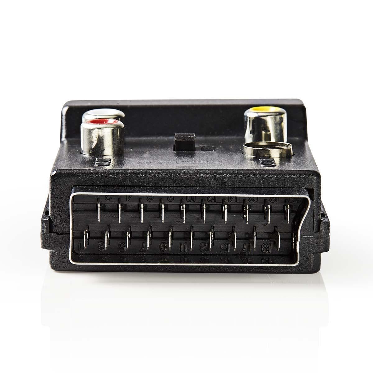 Adattatore SCART Commutabile, Femmina SCART / S-Video Femmina / 3 RCA Femmina, Nichelato, ABS Nero - 4