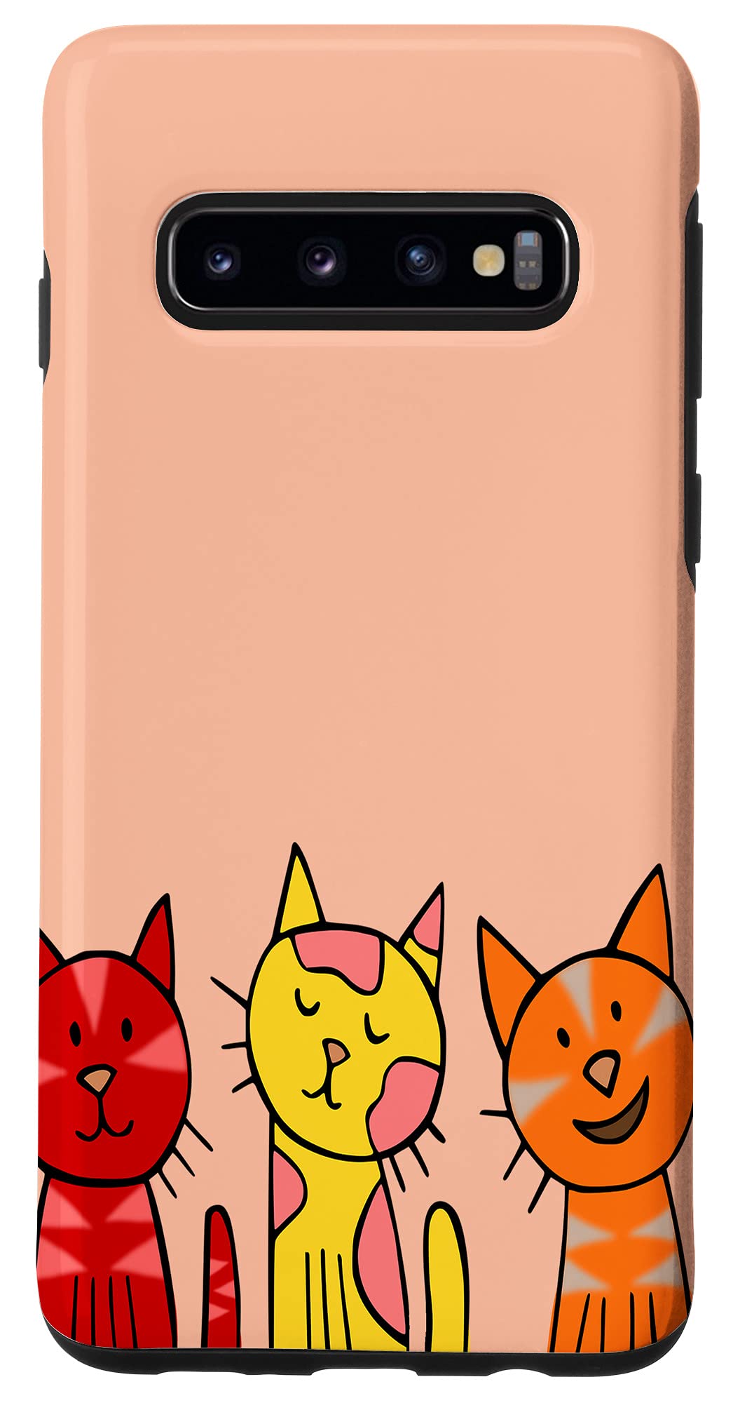 Amazon Galaxy S10 かわいいキャラクター イエロー オレンジ レッド 3匹の面白い猫 ピーチ スマホケース 家電 カメラ オンライン通販