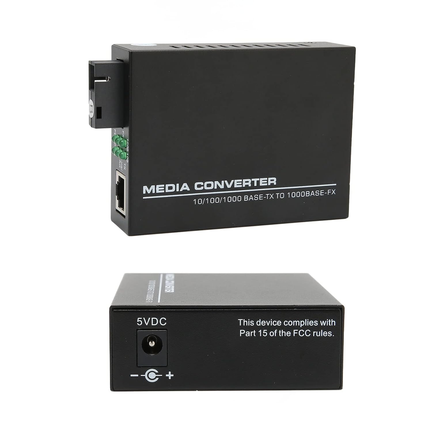 Hoopoocolor Fiber Optic ethernet Media Converter, LED Indicator Monitor Status, 10M 100M 1000MBps, RJ45 Port 3Km, Bi Directional Single Sc Mode Suitable for Indoor and Outdoor Working Environment
