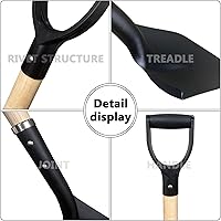 Vista 4 de Pala para excavar, pala de jardín resistente con mango en D, mango de madera de punta redonda de 41 pulgadas, ideal para jardinería, paisajismo