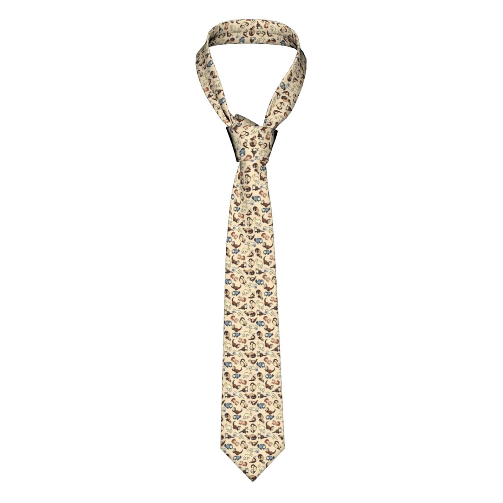 Djngn Men's As Pic Ties Hairy Ferret Tie Polyester Necktie Party Neckties For
