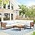 Ziraukon Patio Conversation Set with Coffee Table and Soft Cushions, Outdoor Acacia Wood Sofa Set, Wood Structure Furniture Sectional Sofa Set, Patio Sectional Seating Group, Water-Resistant, Beige