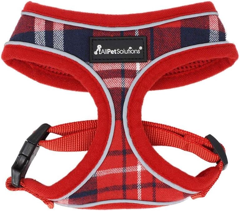 AllPetSolutions Dog Harness - Cool Pet Vest with Back D-Ring for Dog Lead Clips - Mesh Fabric Puppy Harness with Soft Padding - Training Stuff, Supplies for Small, Medium, Large Dogs - M, Tartan