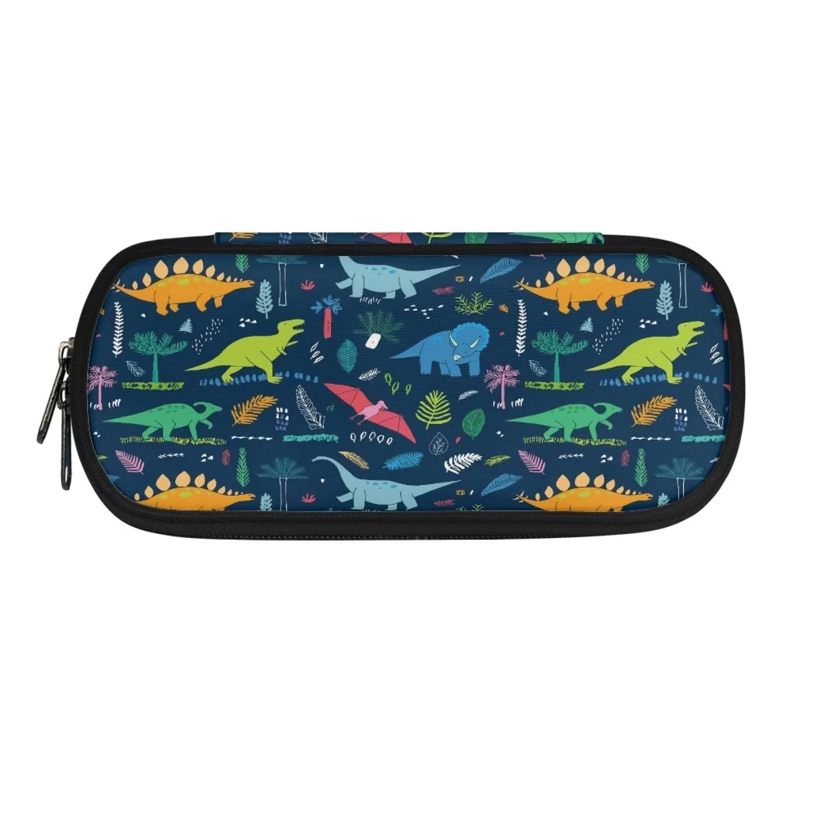 HUGS IDEA Cartoon Dinosaur Pencil Case for Kid Boys and Girls Big Capacity Pencil Case with Multi Compartments, Durable Zipper Pencil Bag Stationery Organizer Pen Holder
