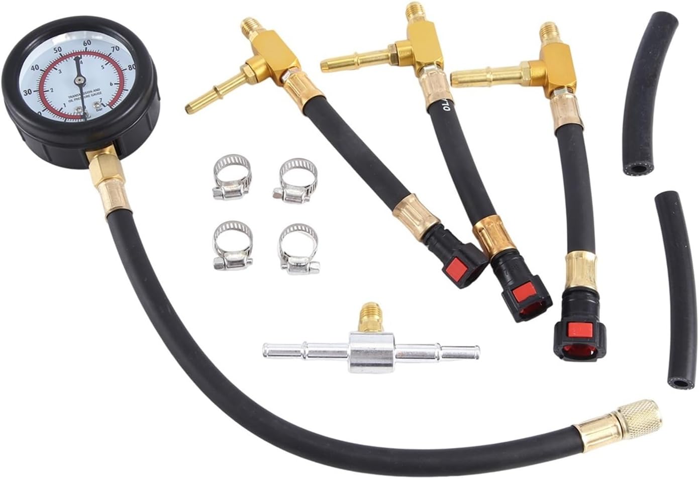 Car Fuel Pressure Gauge Car Gasoline Injection Tester Meter with 6.3 7.89 9.49 Connector Fast Connetion