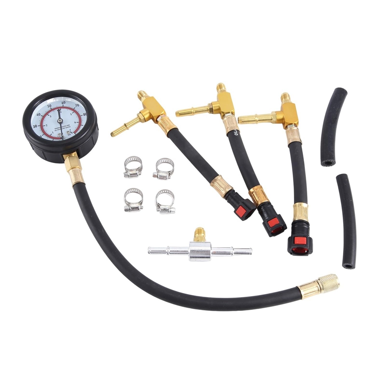 QCWLDKJRV Car Fuel Pressure Gauge Car Gasoline Injection Tester Meter with 6.3 7.89 9.49 Connector Fast Connetion