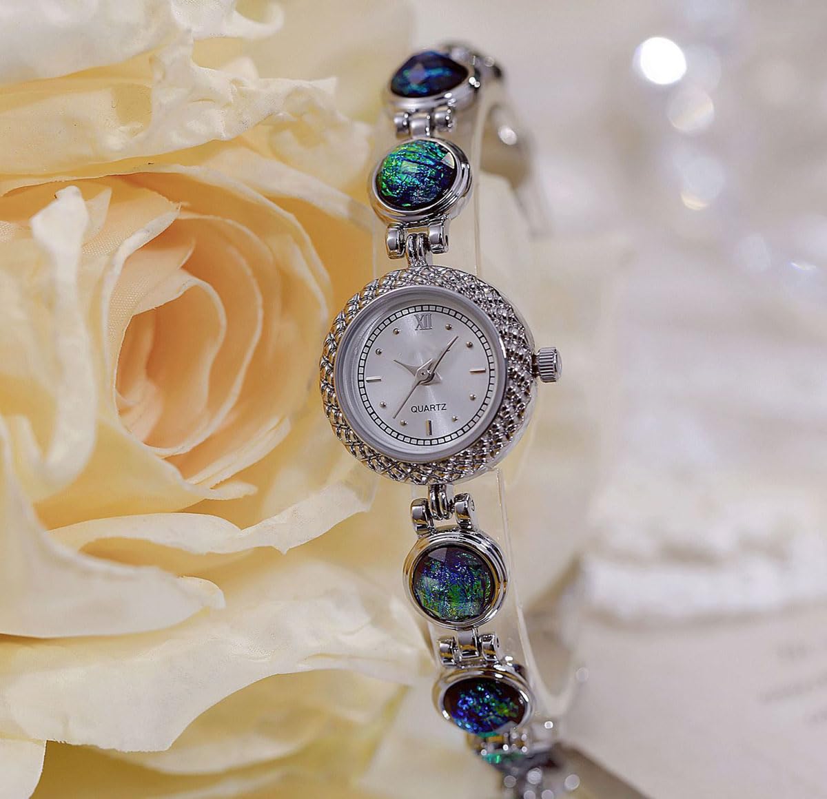 ADSBIAOYE Damenuhren Luxus Vintage Kristall Diamant Armband Uhr Damen Mode Kleid Quarz Armbanduhr Edelstahl Wasserdicht Geschenk Uhr