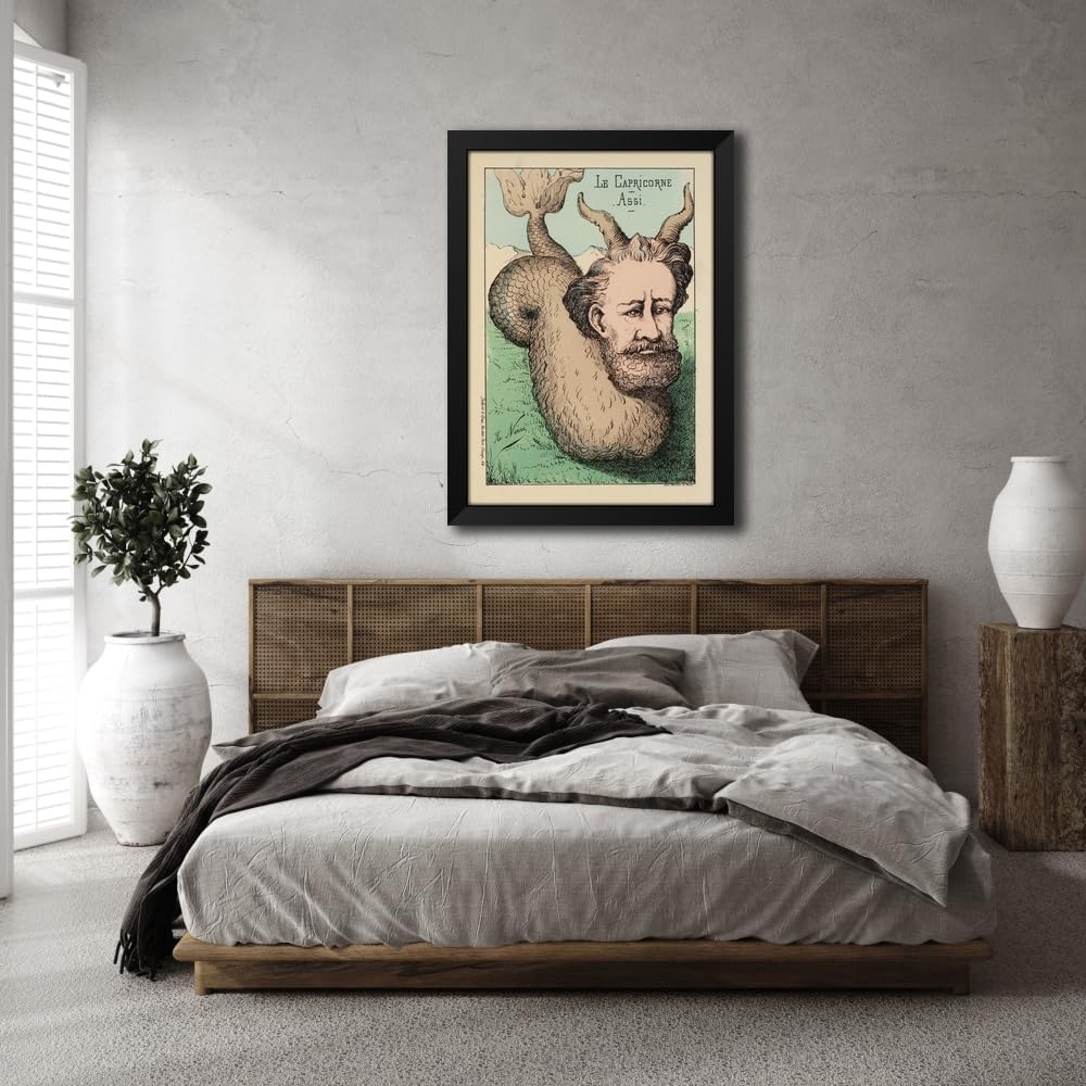 ArtDirect Le Capricorne Assi. Quand Dame Nature créa Cet animal, elle oublia Ses pattes (1871) Custom Framed Art Print Giclee Print or Canvas Options with Various Sizes and Customization by H. Nérac