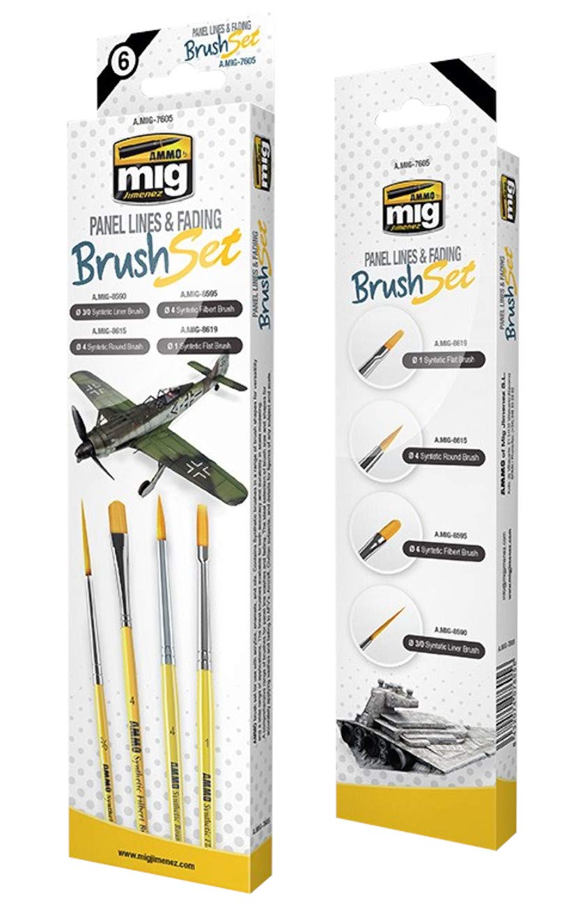 Mig JimenezAMO Panel Line & Fading Brush Set Hobby Paint Tool AMO-7605